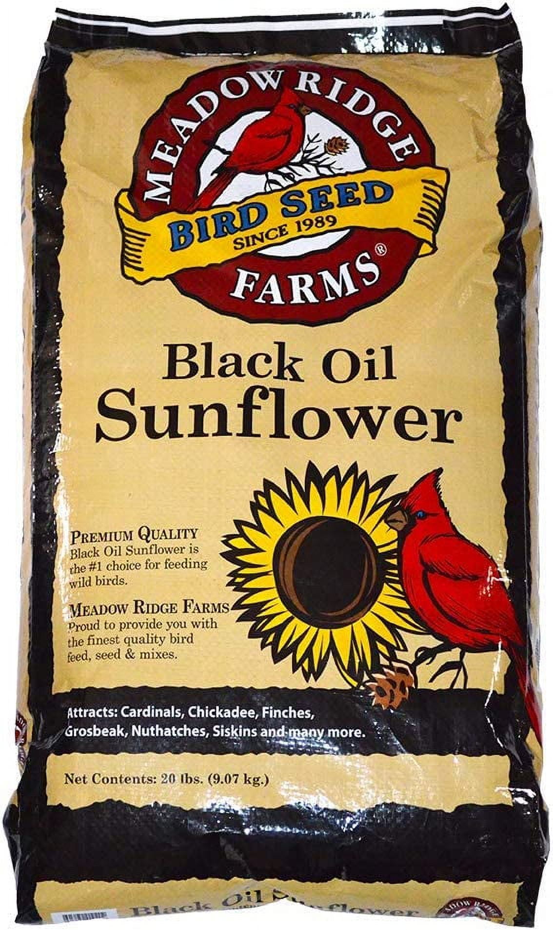 Meadow Ridge Farms Black Oil Sunflower Bird Seed, 20Pound Bag