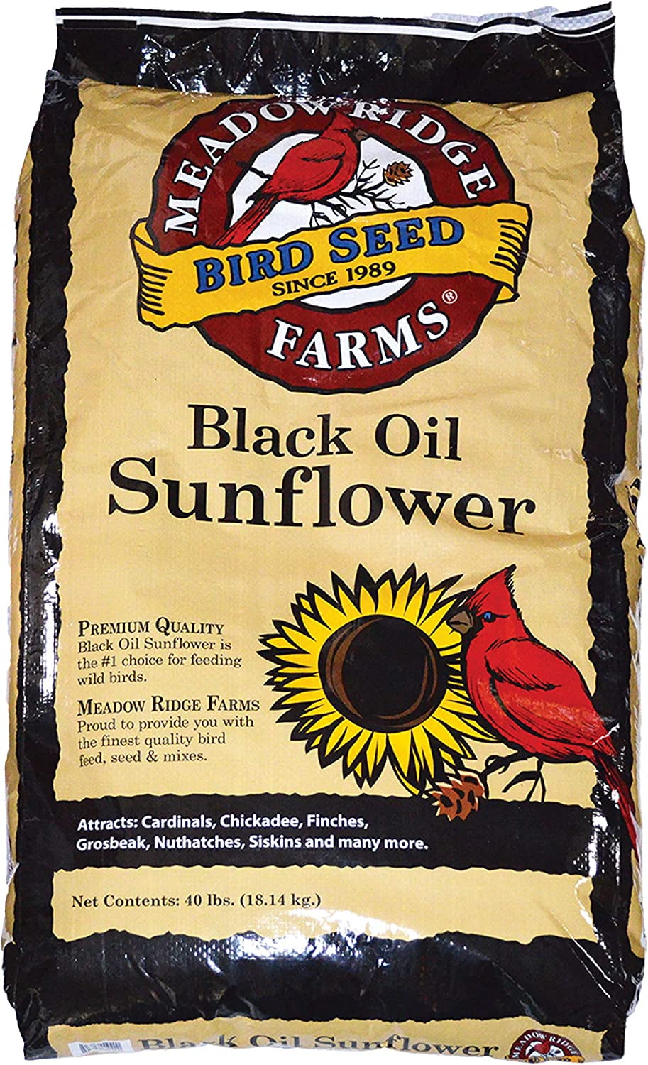 Meadow Ridge Farms Black Oil Sunflower Bird Seed, 20Pound Bag