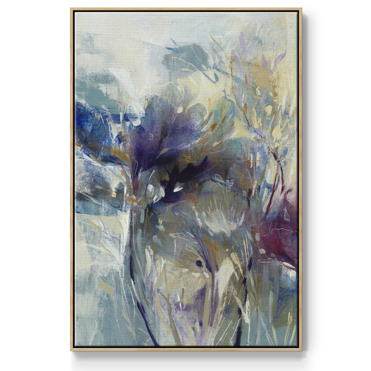 Meadow Saffron I Framed Premium Gallery Wrapped Canvas - Ready to Hang - 27 x 41 - Natural Wood Floating Frame