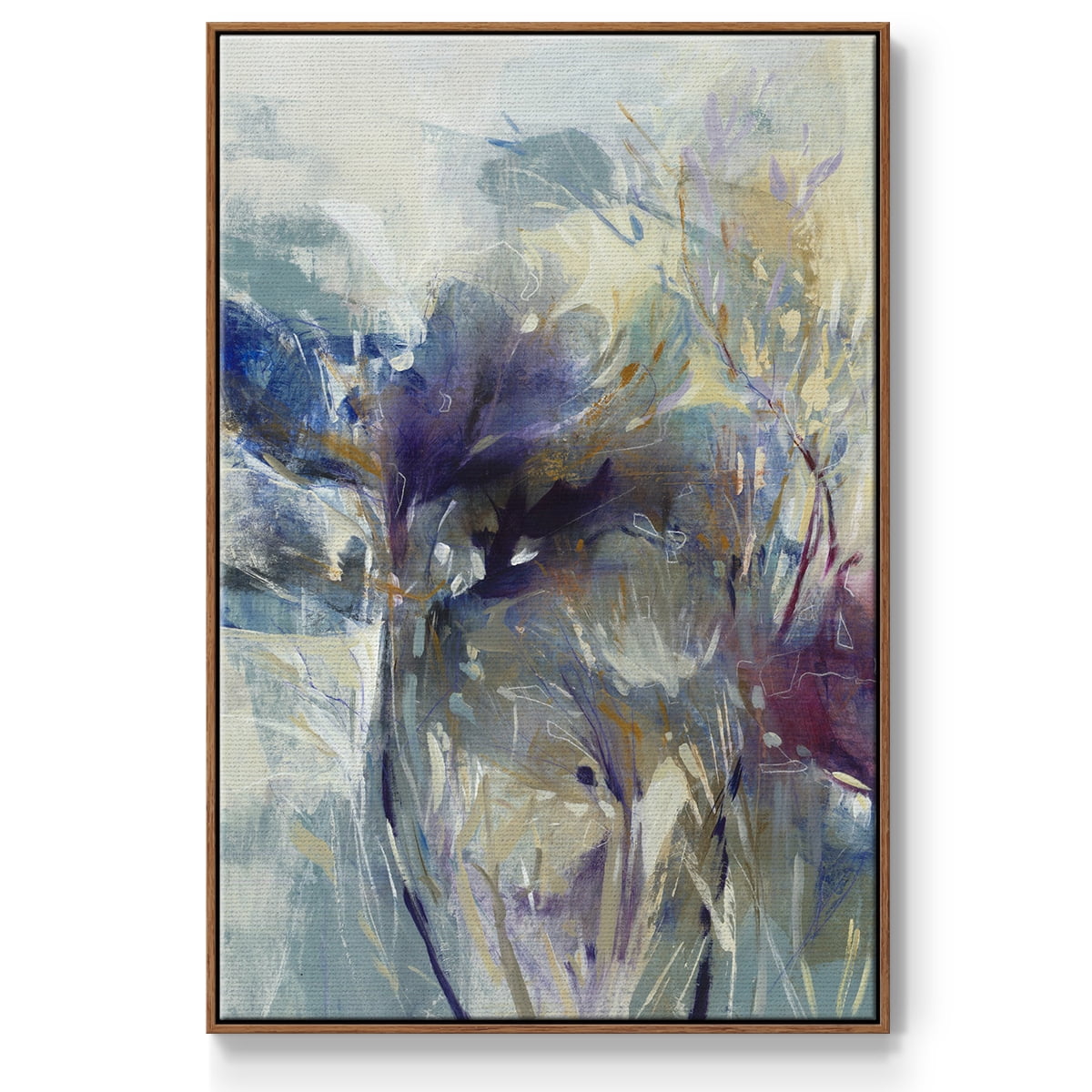 Meadow Saffron I Framed Premium Gallery Wrapped Canvas - Ready to Hang - 27 x 41 - Walnut Floating Frame