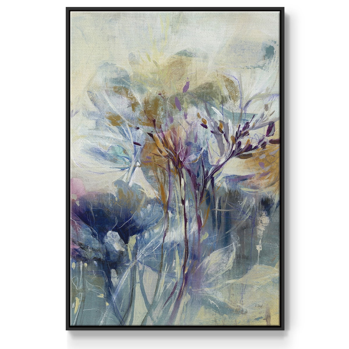 Meadow Saffron II Framed Premium Gallery Wrapped Canvas - Ready to Hang - 25 x 37 - Black Floating Frame