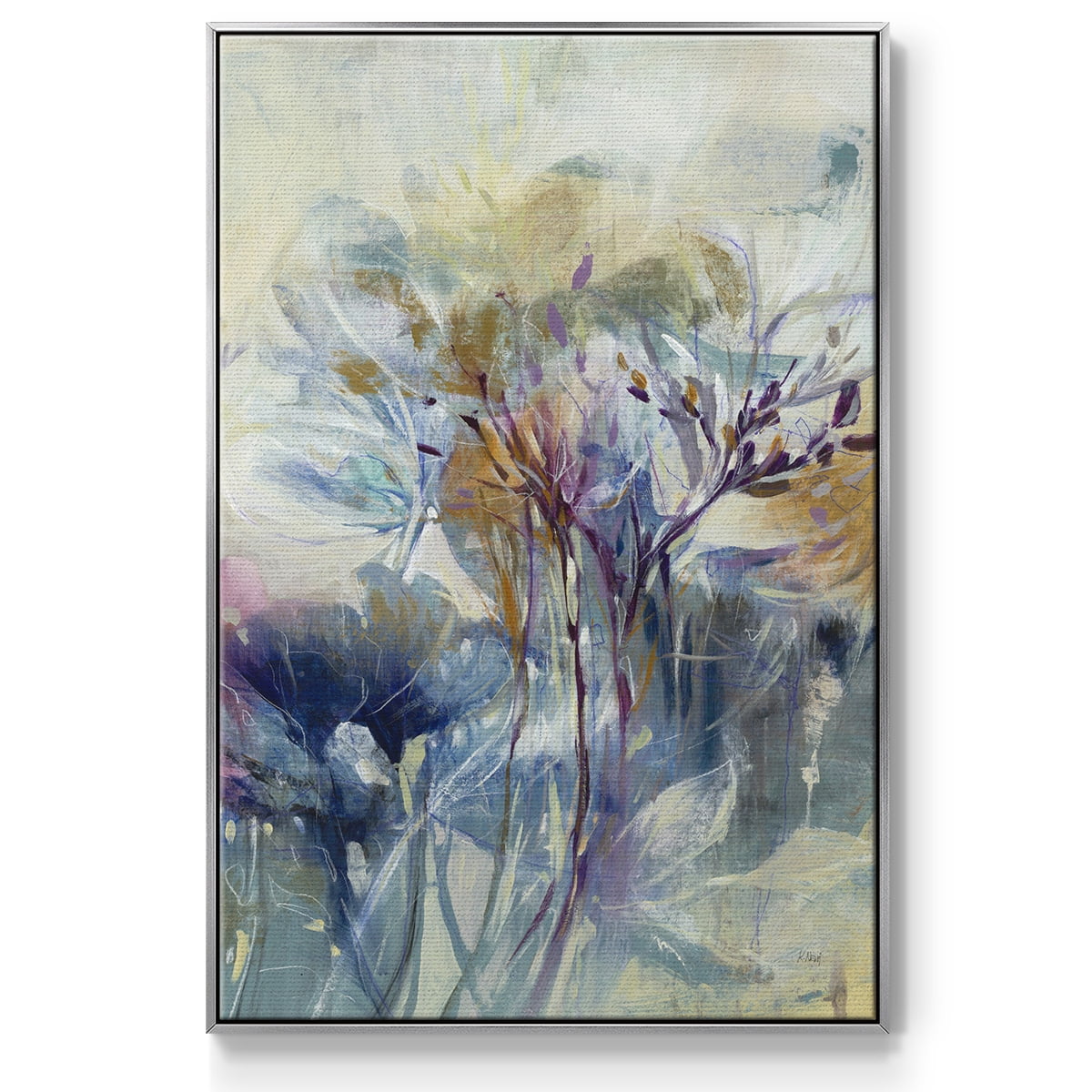 Meadow Saffron II Framed Premium Gallery Wrapped Canvas - Ready to Hang - 25 x 37 - Silver Floating Frame