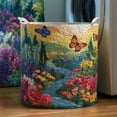 thumbnail image 1 of Meadow Stream Quilted Laundry Basket, Storage Bin Laundry Basket Fabric, House Storage Hamper, Mother Day's Gift Ideas, 1 of 4