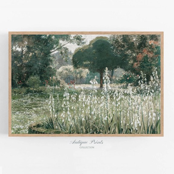 Meadow Vintage, Antique Country Prints, Wildflower Landscape Wall Art, Countryside Print, Flowers Field, Poster, Unframed Poster Size 8x12