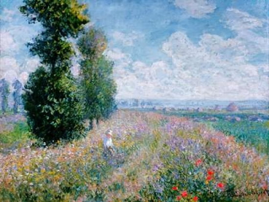 Meadow with Poplars Canvas Art - Claude Monet (22 x 28)