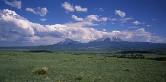 Meadow with mountains in the background Cuchara River Valley Huerfano County Colorado USA Canvas Art - Panoramic Images (24 x 12)