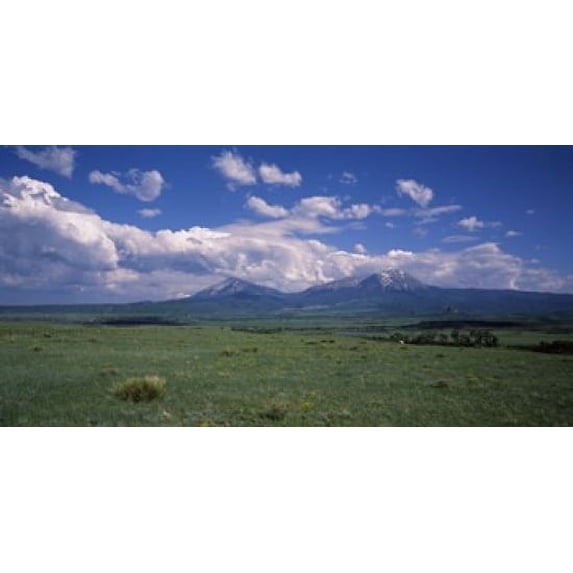 Meadow with mountains in the background, Cuchara River Valley, Huerfano County, Colorado, USA Poster Print (12 x 6)