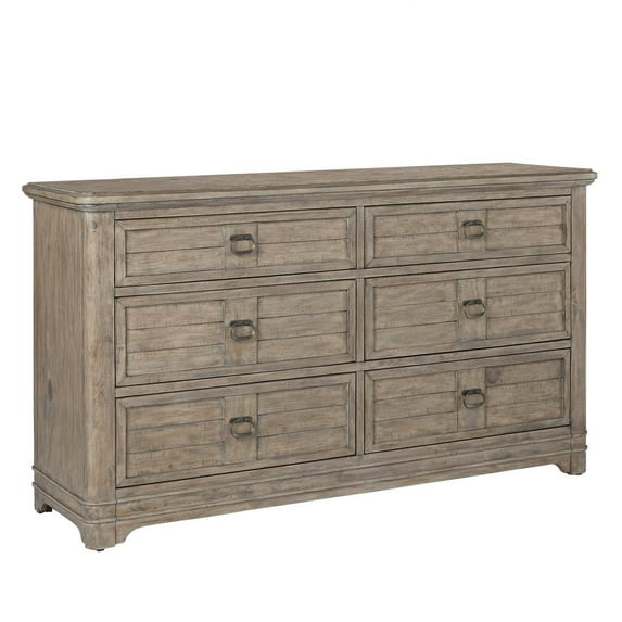 Meadowbrook Beige Antique Sand Wood Farmhouse Style 6-drawer Dresser