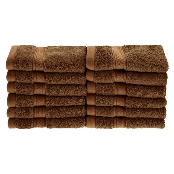 Meadowcove Rayon from Bamboo/Cotton Blend 12-Piece Face Towels Set , Cocoa by Blue Nile Mills