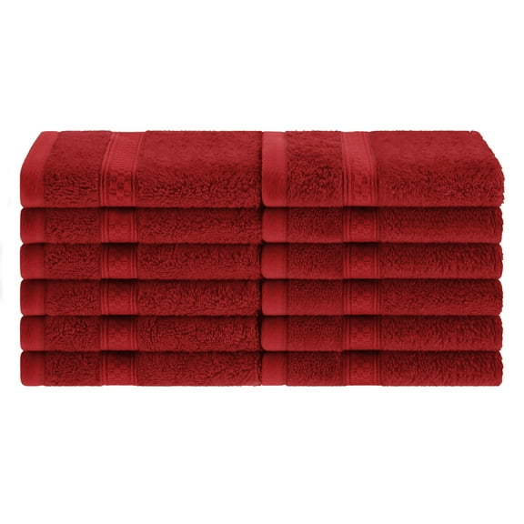 Meadowcove Rayon from Bamboo/Cotton Blend 12-Piece Face Towels Set , Crimson by Blue Nile Mills