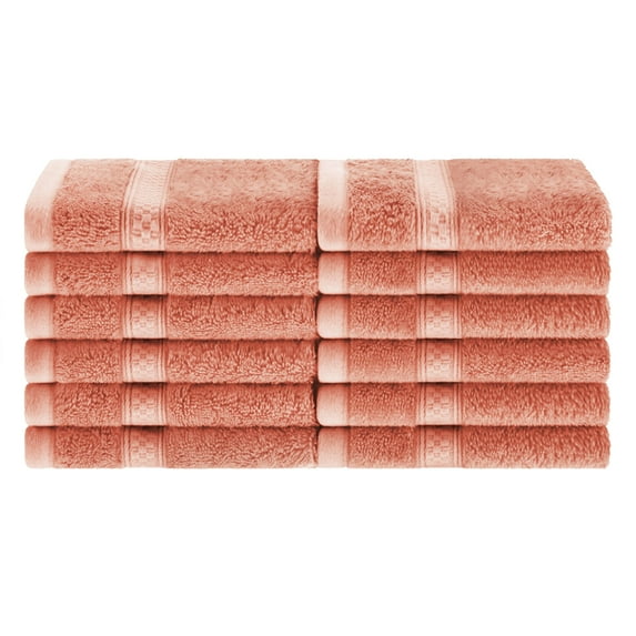 Meadowcove Rayon from Bamboo/Cotton Blend 12-Piece Face Towels Set , Salmon by Blue Nile Mills