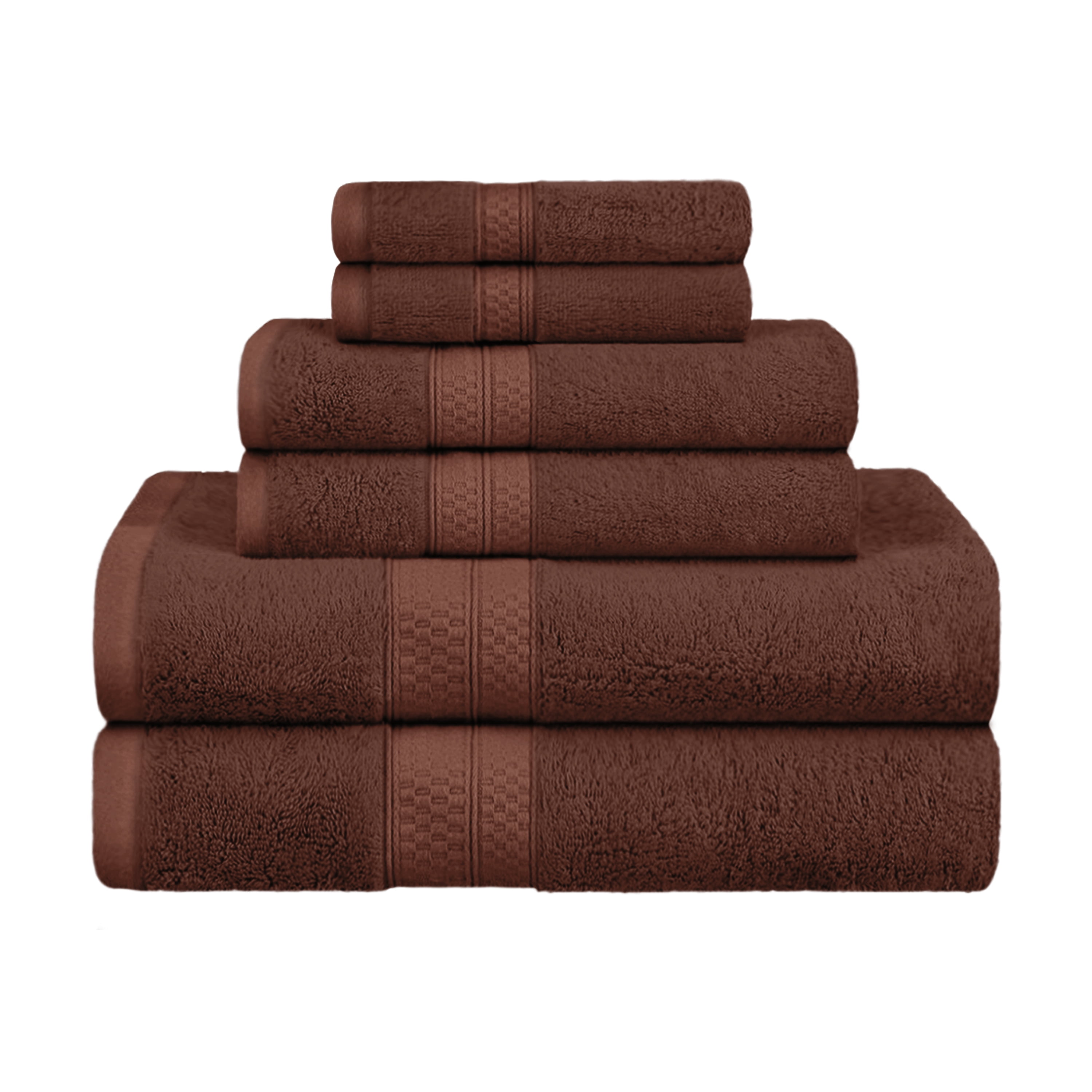 Meadowcove Rayon from Bamboo/Cotton Blend 6-Piece Face Hand, and Bath Towels Set , Cocoa by Blue Nile Mills