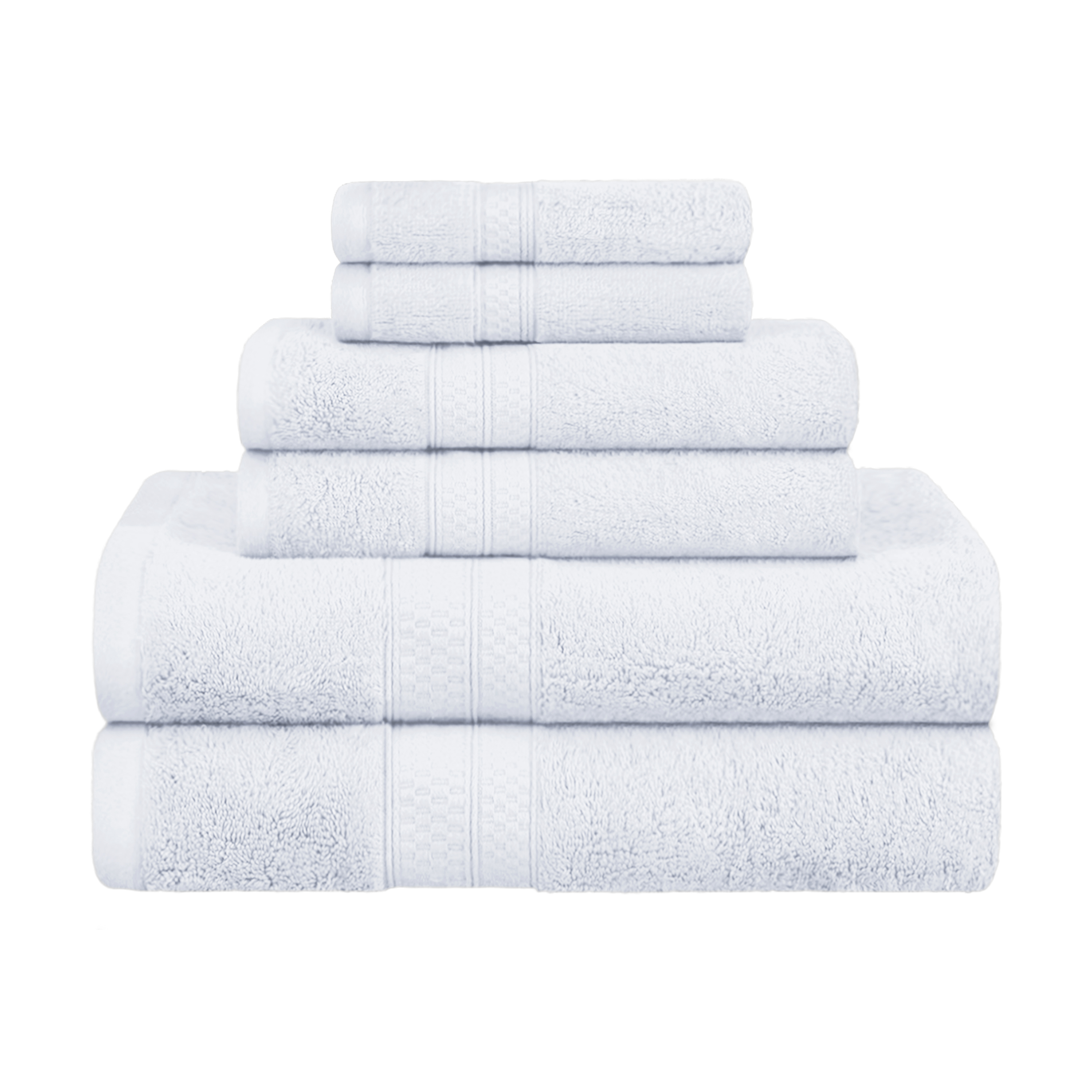 Meadowcove Rayon from Bamboo/Cotton Blend 6-Piece Face Hand, and Bath Towels Set , White by Blue Nile Mills