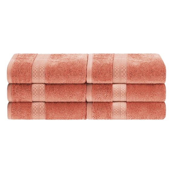 Meadowcove Rayon from Bamboo and Cotton Blend Solid 6-Piece Hand Towel Set , Salmon by Blue Nile Mills