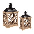 thumbnail image 1 of Meadowcreek 8082765 Two Mantle Metal & Wood Hurricane Lantern, Black & Brown - Pack of 2, 1 of 1