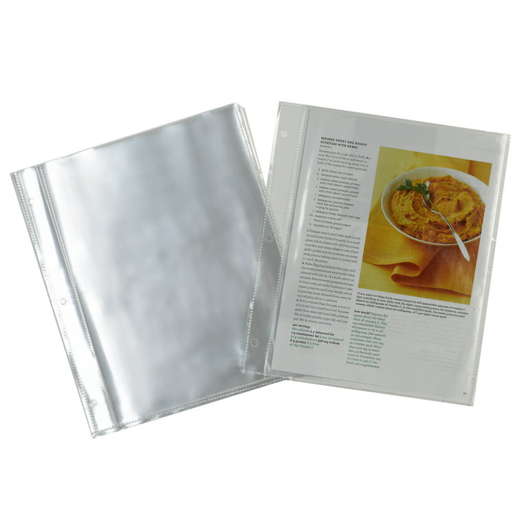 Meadowsweet Kitchens Plastic Full Page Recipe Protectors for 3 Ring Binders