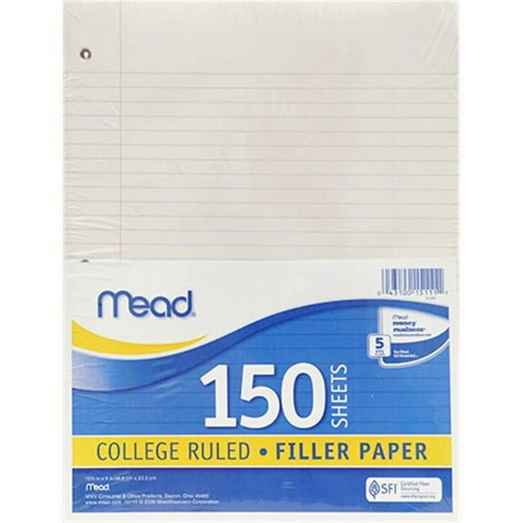 Meadwestvaco MEA15111 Notebook Paper College Ruled 150Ct