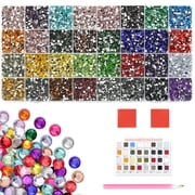 Meafeng 32000pcs Flatback Crystal Rhinestones for Bedazzling, 32 Colors 2.8mm Round Gems Bedazzler Kit for DIY Crafts Nail Diamond Art