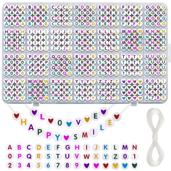 Meafeng Round Alphabet Beads for Jewelry Making, 1100  Colorful A-Z Letter Beads for Bracelets, Bracelet Making Kit for Kids & Adults, 7mm