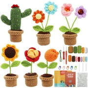 Meafeng Beginner Crochet Kit for Adults and Kids, 6Pcs Potted Plants Arts and Crafts Crocket Kit with Step-by-Step Video Tutorials