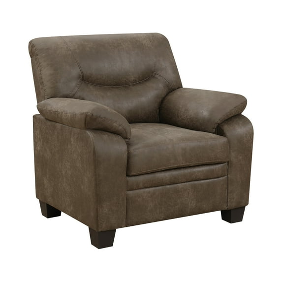 Meagan Upholstered Chair with Pillow Top Arms Brown