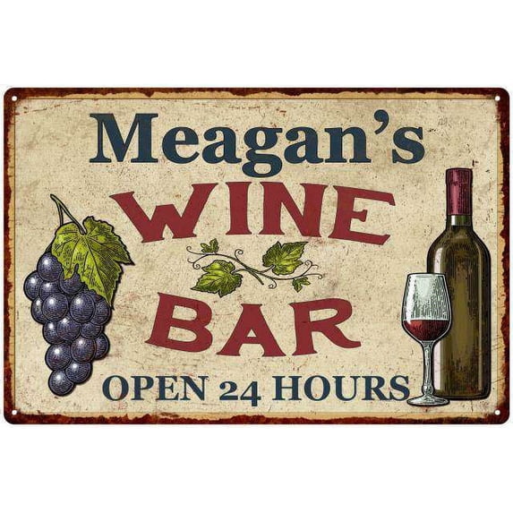 Meagan's Rustic Wine Bar Sign Wall Décor Kitchen Gift 12x18 Metal 112180056466