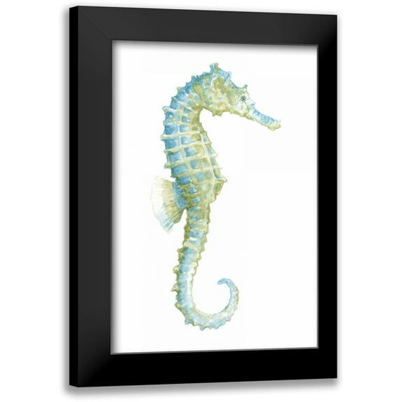 Meagher, Megan 11x14 Black Modern Framed Museum Art Print Titled - Watercolor Seahorse I