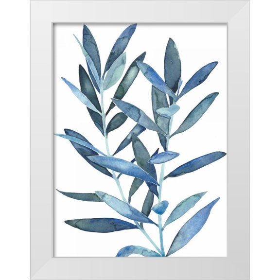 Meagher, Megan 11x14 White Modern Wood Framed Museum Art Print Titled - Indigo Leaves III