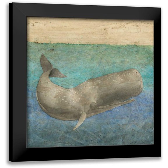 Meagher, Megan 12x12 Black Modern Framed Museum Art Print Titled - Diving Whale II