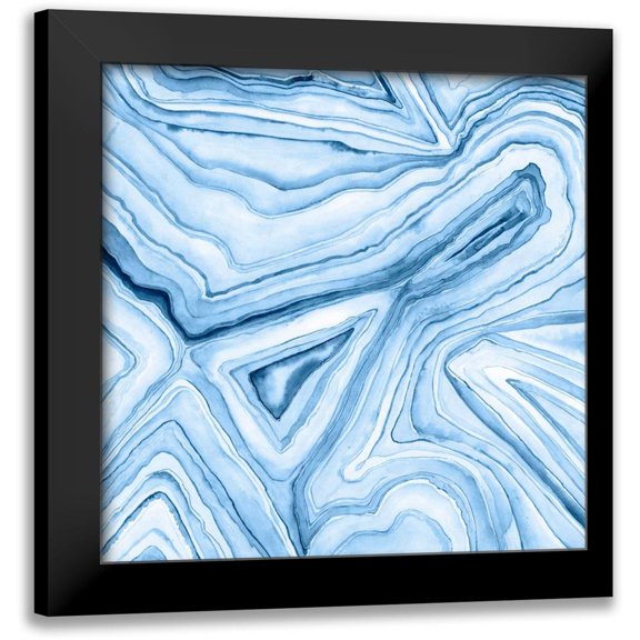 Meagher, Megan 12x12 Black Modern Framed Museum Art Print Titled - Indigo Agate Abstract I