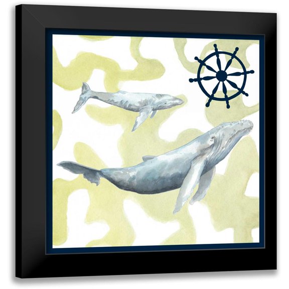 Meagher, Megan 12x12 Black Modern Framed Museum Art Print Titled - Whale Composition I