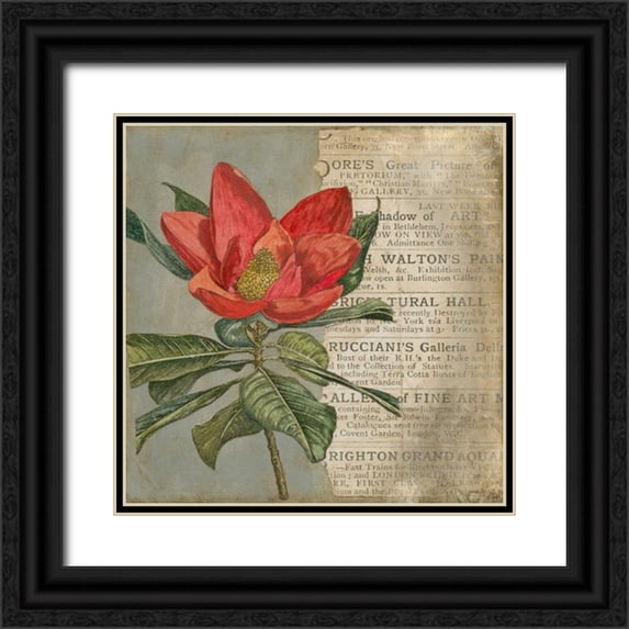 Meagher, Megan 12x12 Black Ornate Wood Framed with Double Matting Museum Art Print Titled - Vintage Fleur Rouge I