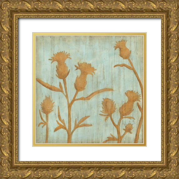 Meagher, Megan 12x12 Gold Ornate Wood Framed with Double Matting Museum Art Print Titled - Golden Wildflowers III