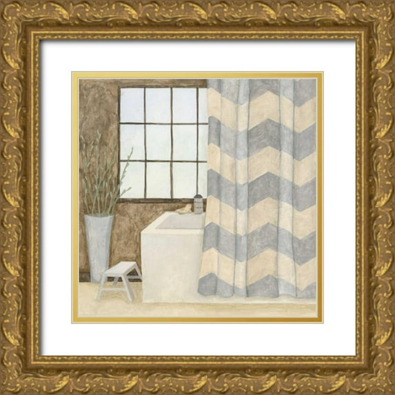 Meagher, Megan 12x12 Gold Ornate Wood Framed with Double Matting Museum Art Print Titled - Patterned Bath II