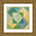 thumbnail image 1 of Meagher, Megan 12x12 Gold Ornate Wood Framed with Double Matting Museum Art Print Titled - Quilted Abstract IV, 1 of 4