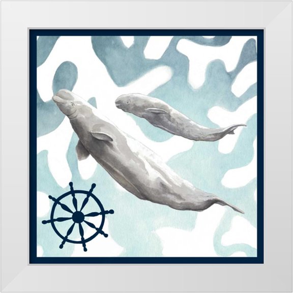 Meagher, Megan 12x12 White Modern Wood Framed Museum Art Print Titled - Whale Composition IV