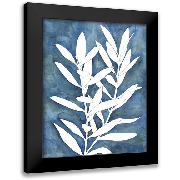 Meagher, Megan 12x14 Black Modern Framed Museum Art Print Titled - Indigo Leaves IV