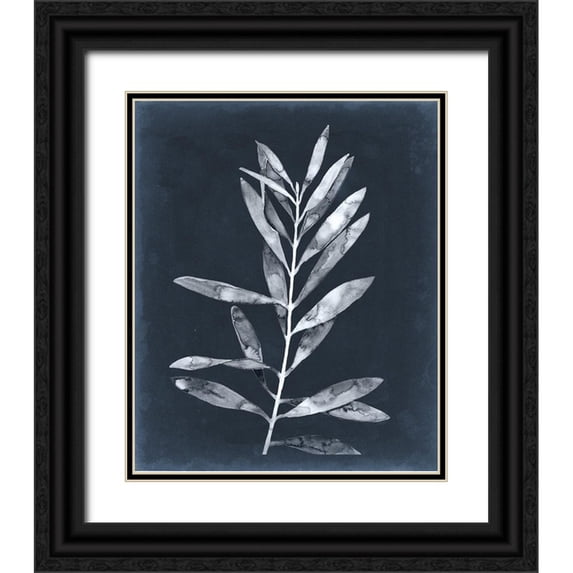 Meagher, Megan 12x14 Black Ornate Wood Framed with Double Matting Museum Art Print Titled - Midnight Leaves I