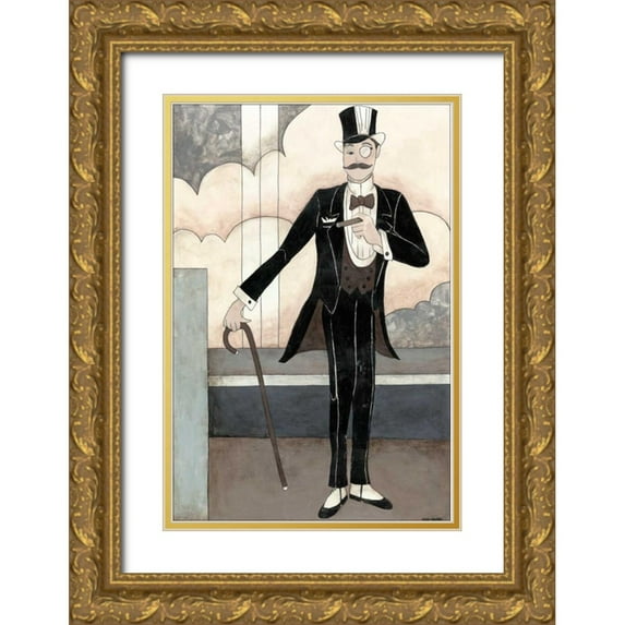Meagher, Megan 13x18 Gold Ornate Wood Framed with Double Matting Museum Art Print Titled - Art Deco Gentleman