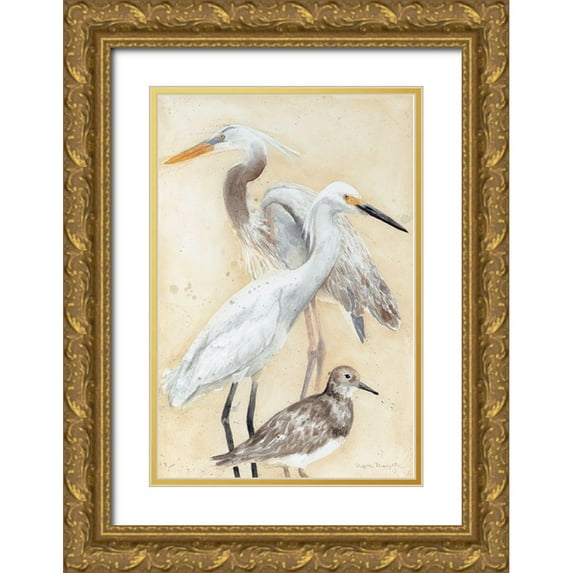 Meagher, Megan 13x18 Gold Ornate Wood Framed with Double Matting Museum Art Print Titled - Watercolor Waterbirds II