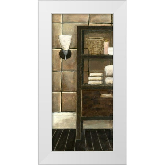 Meagher, Megan 16x32 White Modern Wood Framed Museum Art Print Titled - Modern Bath Panel I