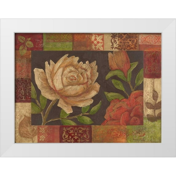Meagher, Megan 18x15 White Modern Wood Framed Museum Art Print Titled - Floral Patchwork I