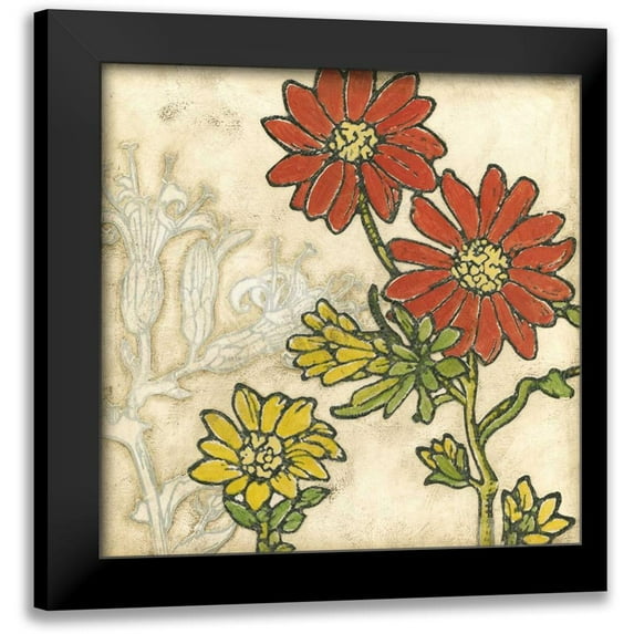 Meagher, Megan 20x20 Black Modern Framed Museum Art Print Titled - Indian Summer Florals I