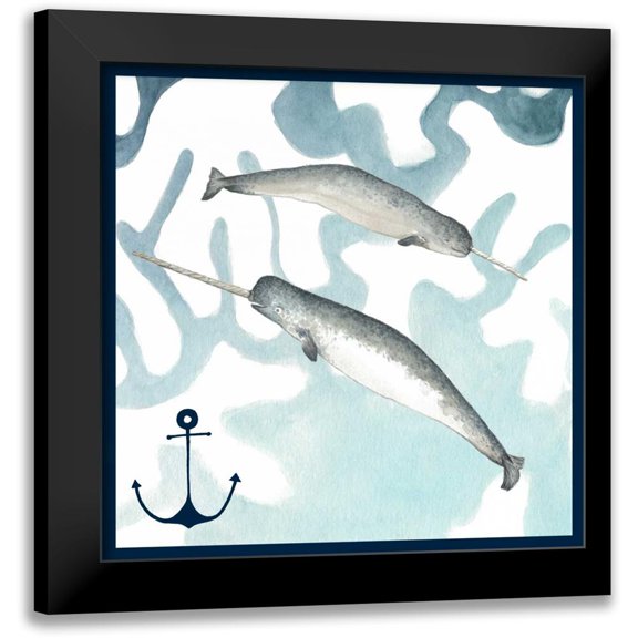 Meagher, Megan 20x20 Black Modern Framed Museum Art Print Titled - Whale Composition II