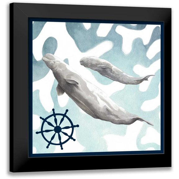 Meagher, Megan 20x20 Black Modern Framed Museum Art Print Titled - Whale Composition IV