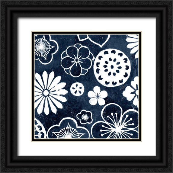 Meagher, Megan 20x20 Black Ornate Wood Framed with Double Matting Museum Art Print Titled - Navy Cascade III