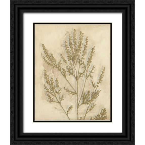 Meagher, Megan 20x24 Black Ornate Wood Framed with Double Matting Museum Art Print Titled - Gilded Foliage II