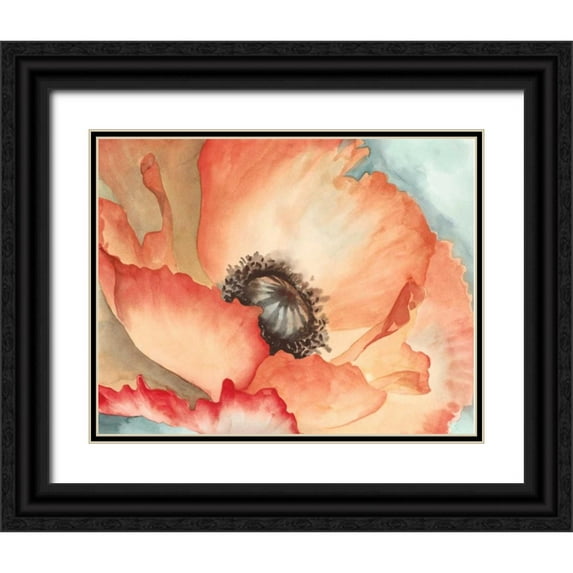 Meagher, Megan 24x20 Black Ornate Wood Framed with Double Matting Museum Art Print Titled - Watercolor Poppy II
