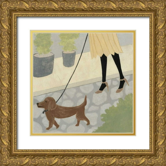 Meagher, Megan 26x26 Gold Ornate Wood Framed with Double Matting Museum Art Print Titled - City Dogs IV