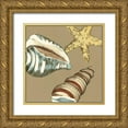thumbnail image 1 of Meagher, Megan 26x26 Gold Ornate Wood Framed with Double Matting Museum Art Print Titled - Small Shell Trio on Khaki I, 1 of 4